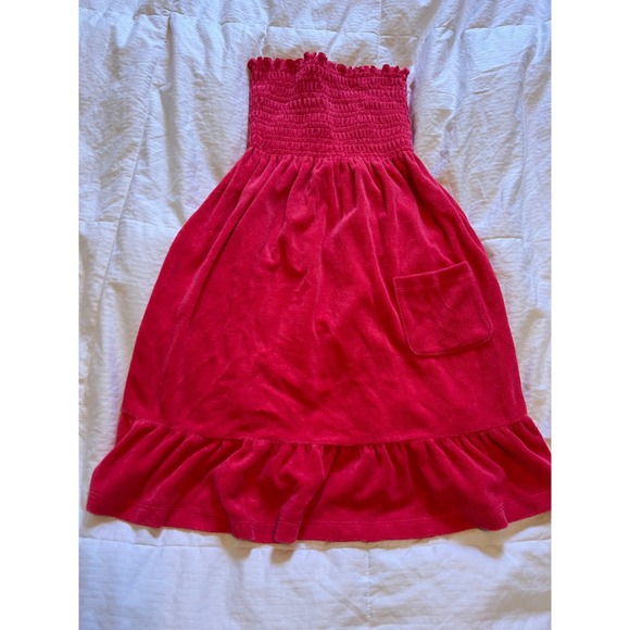 Juicy Couture Hot Pink Terry Tube Dress Strapless Smocked Size S Y2K - Picture 2 of 5